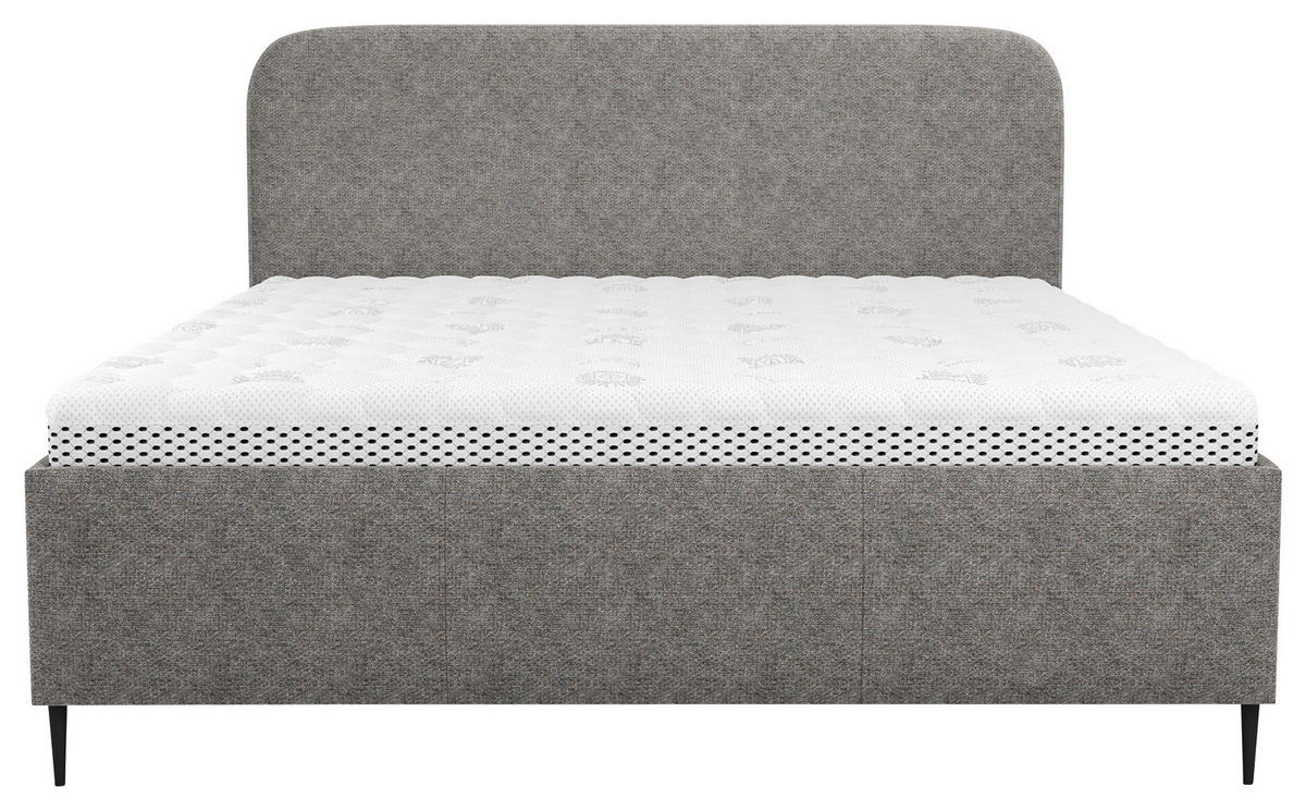 POLSTERBETT Bettkasten, Lattenrost, gepolstertes Kopfteil 180/200 cm  in Taupe  - Taupe/Schwarz, MODERN, Holz/Textil (180/200cm) - MID.YOU