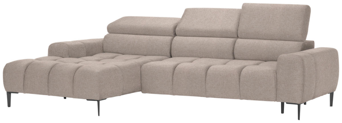 ECKSOFA in Webstoff Beige  - Beige/Schwarz, Design, Textil/Metall (177/270cm) - Welnova