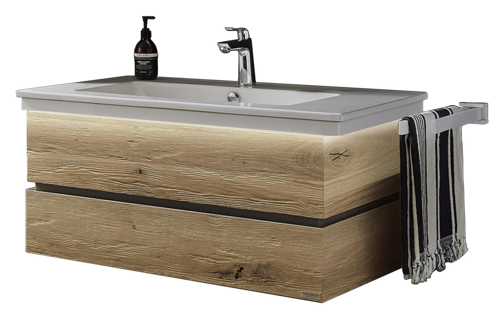 WASCHTISCHKOMBI 102 cm  - Eichefarben/Weiß, MODERN, Glas/Holz (102cm) - Valdera