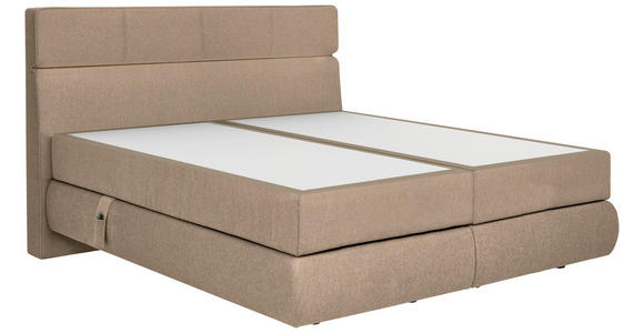 BOXSPRINGBETT 180/200 cm,  in Beige, motorische Verstellbarkeit, Matratzen, H4 + H4 = sehr fest  - Beige/Schwarz, Design, Kunststoff/Textil (180/200cm) - Dieter Knoll