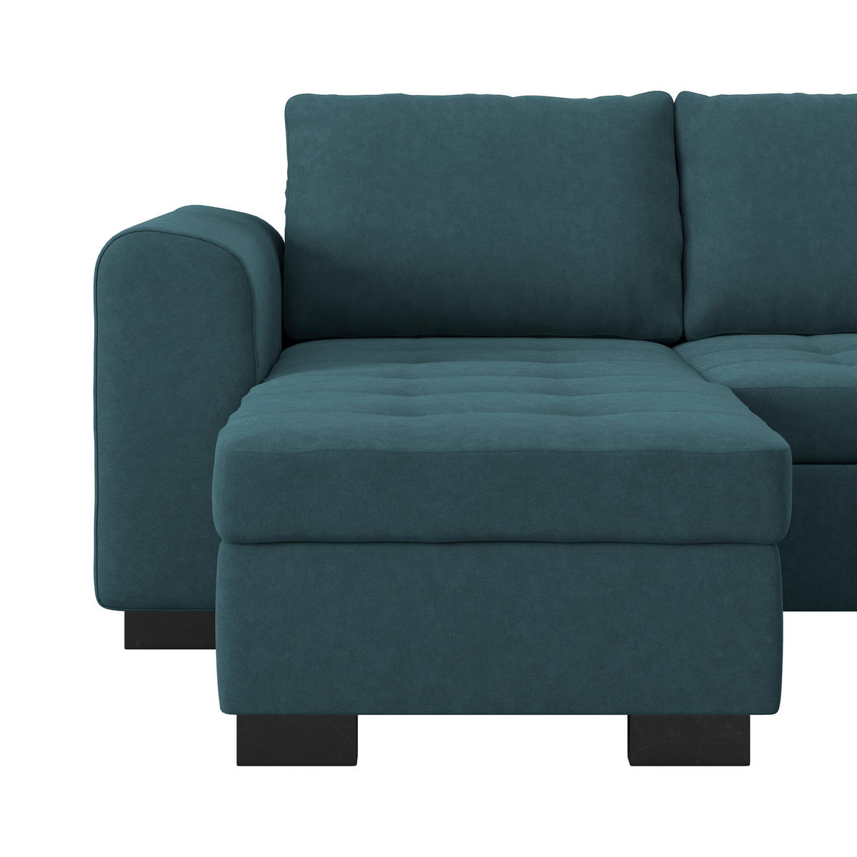 WOHNLANDSCHAFT Blau Mikrofaser  - Blau/Schwarz, MODERN, Kunststoff/Textil (155/305/178cm) - P & B