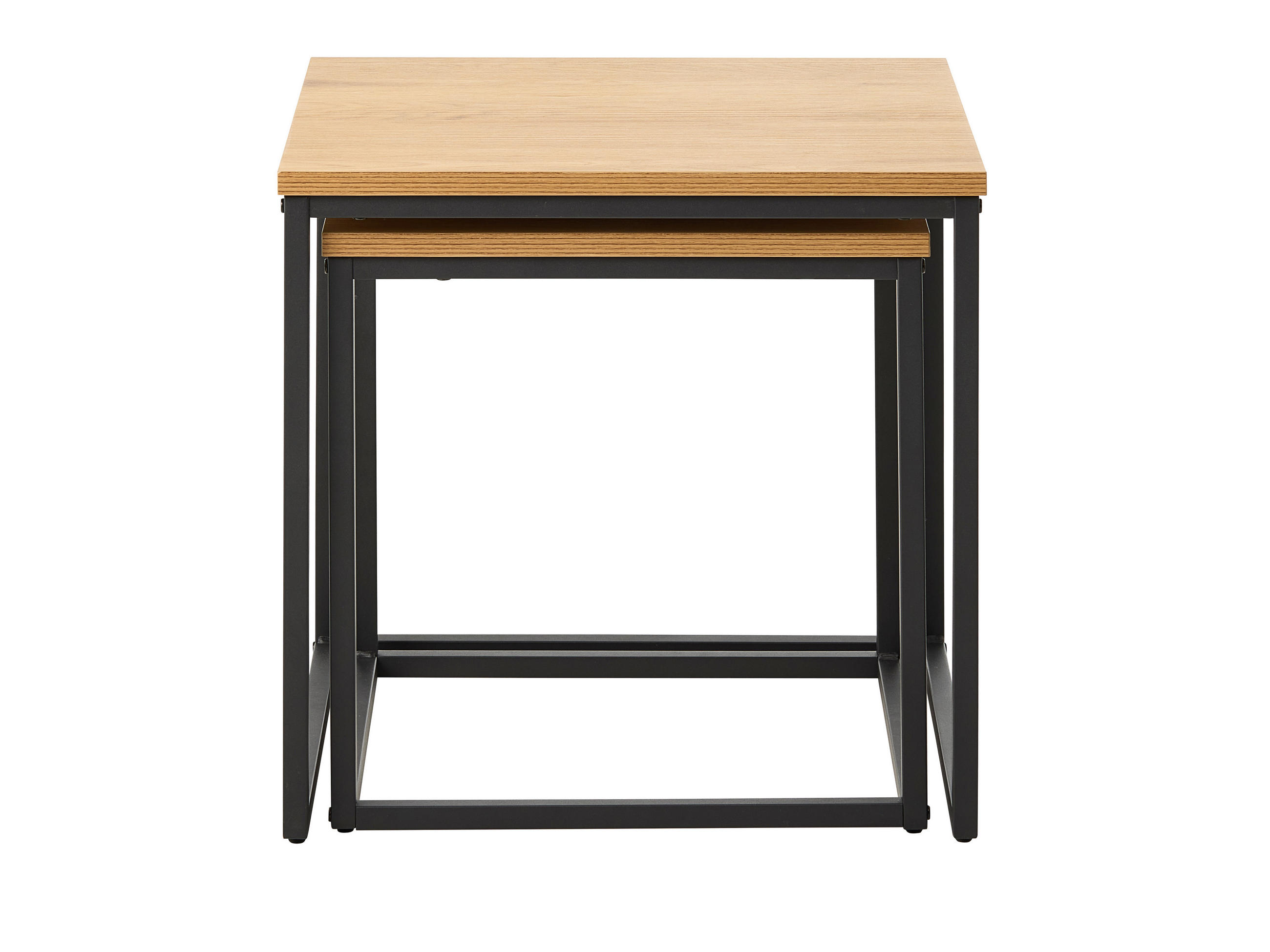 COUCHTISCHSET quadratisch Eichefarben  - Eichefarben/Schwarz, Basics, Holzwerkstoff/Metall (40-60/40-60/45-50cm) - Boxxx
