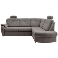 ECKSCHLAFSOFA Chenille Graubraun  inkl. Bettkasten, Schlaffunktion, Kopfstütze, Liegefläche im Originalstoff  - Chromfarben/Graubraun, MODERN, Kunststoff/Textil (264/180cm) - Livetastic