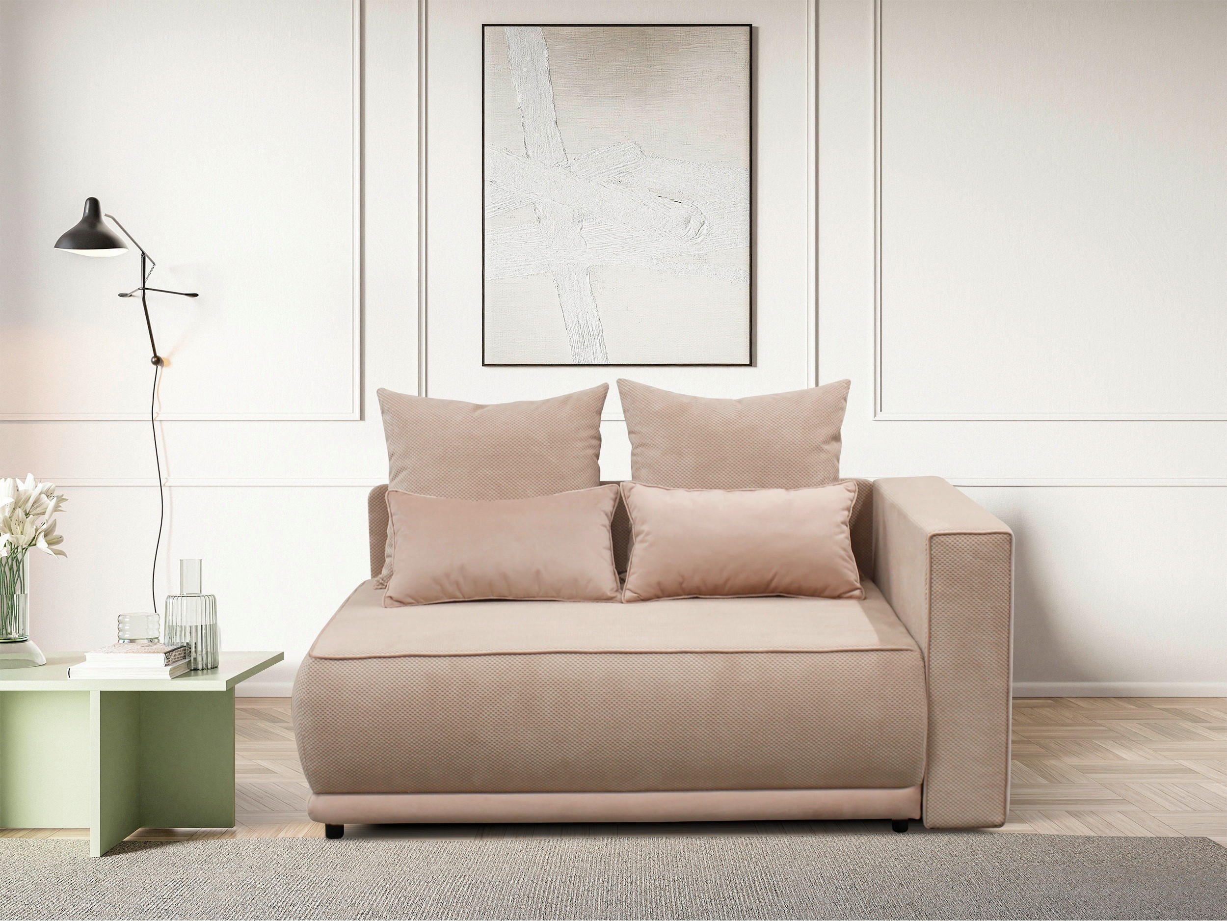 RÉCAMIERE IGA Rosa Plüsch  - Rosa, Design, Kunststoff/Textil (168/73/99cm) - MID.YOU