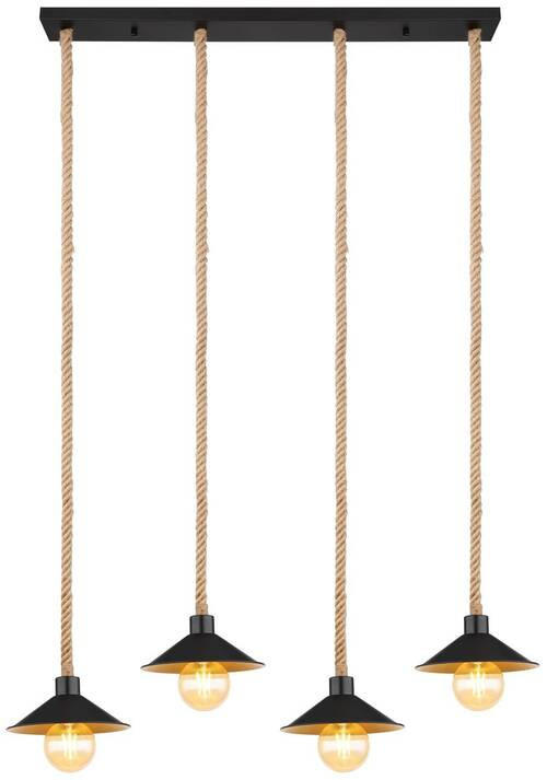 HÄNGELEUCHTE Diana 112,5/22/170 cm   - Goldfarben/Schwarz, Natur, Naturmaterialien/Metall (112,5/22/170cm) - Globo