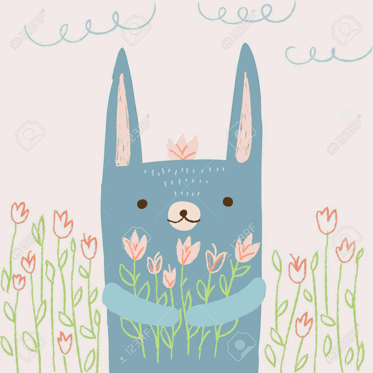 XXXLutz Babywanddeko Hansi Hase Mehrfarbig 60x60x3 cm