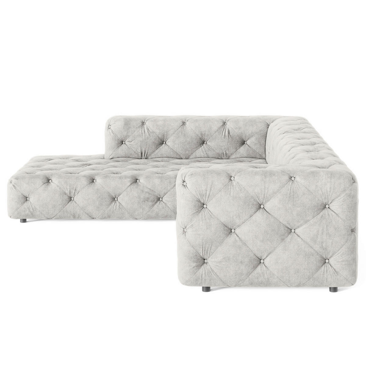 ECKSOFA Mikrofaser Hellgrau  - Hellgrau/Schwarz, Design, Kunststoff/Textil (228/325cm) - P & B