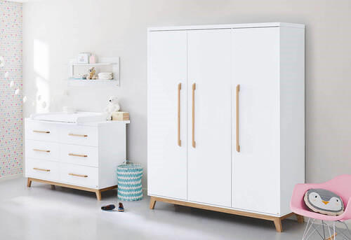 BABYKLEIDERSCHRANK PINOLINO RIVA Weiß  - Weiß/Naturfarben, Design, Holz (150/193/58cm) - Pinolino