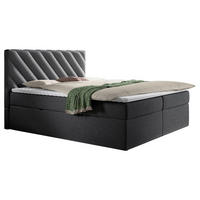 BOXBETT 180/200 cm  in Anthrazit  - Anthrazit/Schwarz, Modern, Textil (180/200cm) - MID.YOU
