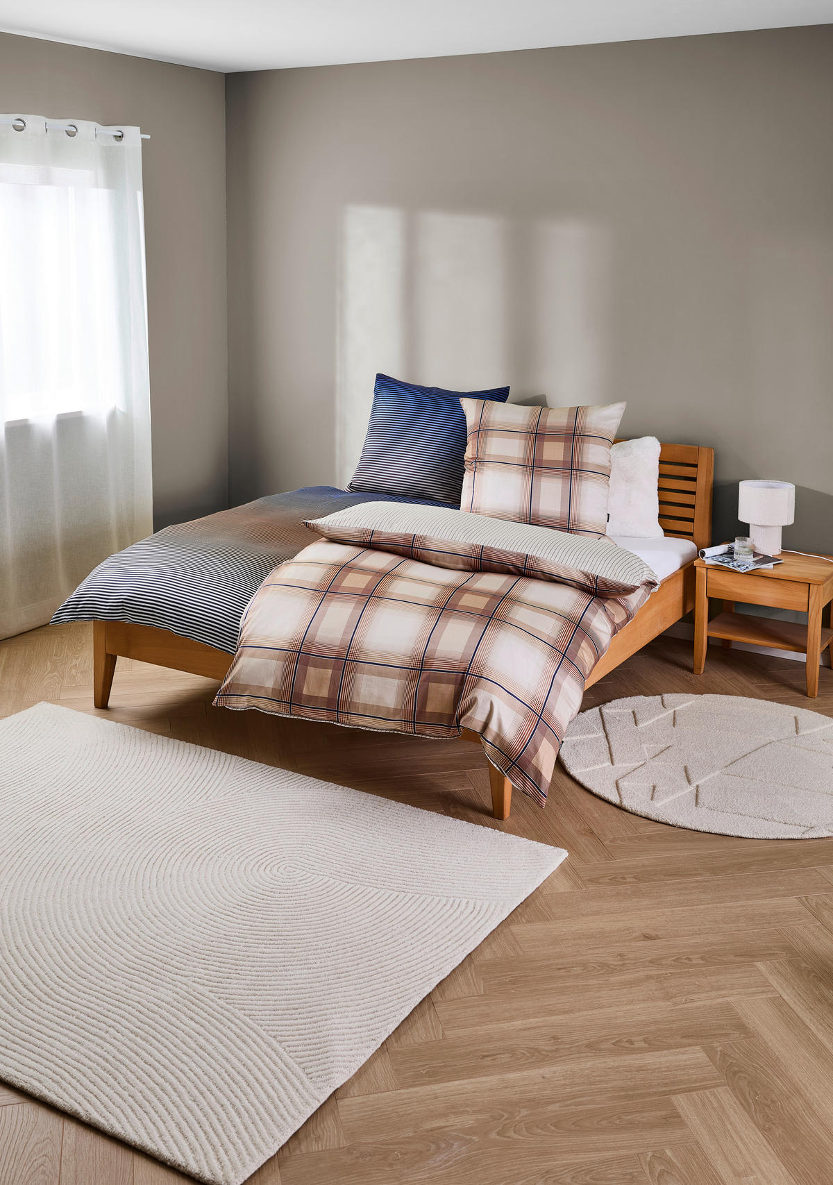 WENDEBETTWÄSCHE Satin 135/200 cm  - Braun/Grau, Textil (135/200cm) - Novel