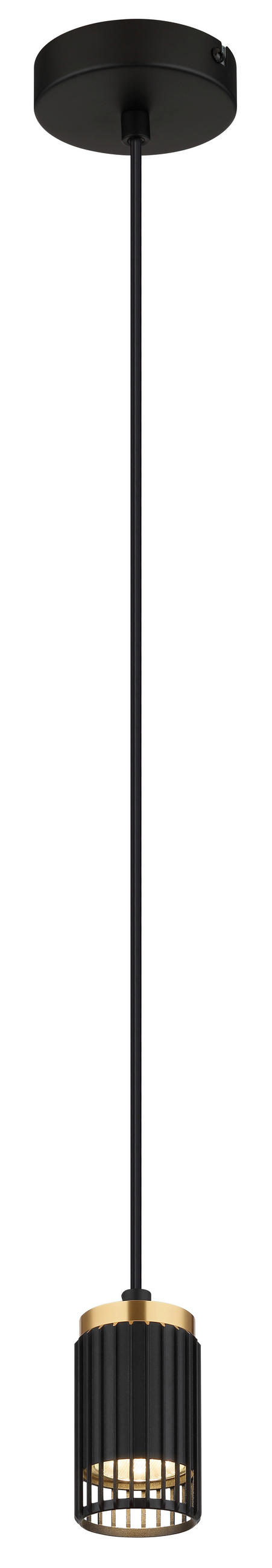 HÄNGELEUCHTE KORBEN 10/120 cm   - Goldfarben/Schwarz, Design, Kunststoff/Metall (10/120cm) - Globo