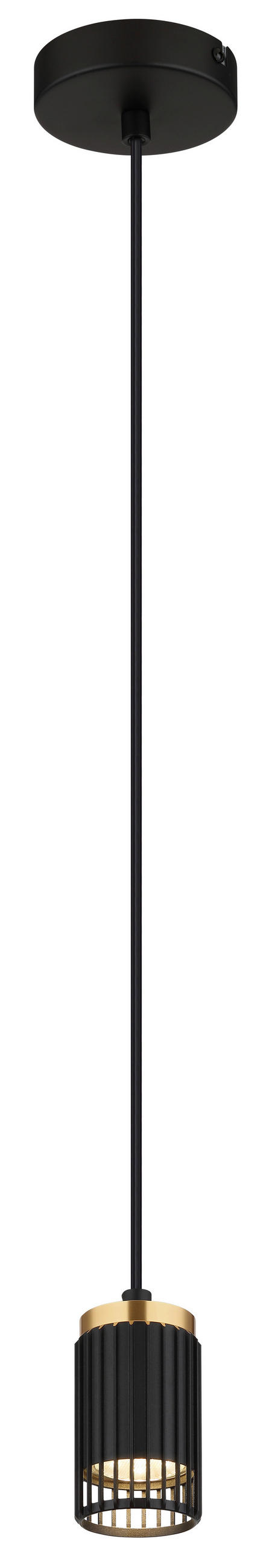 Thumbnail - Globo Hängeleuchte Korben, Schwarz, Gold, Metall, Kunststoff, 120 cm, CE, beliebig kürzbar, Lampen & Leuchten, Innenbele...