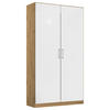 DREHTÜRENSCHRANK 91/210/54 cm 2-türig Eiche Artisan, Weiß Hochglanz  - Chromfarben/Weiß Hochglanz, MODERN, Holzwerkstoff/Kunststoff (91/210/54cm) - Rauch Möbel