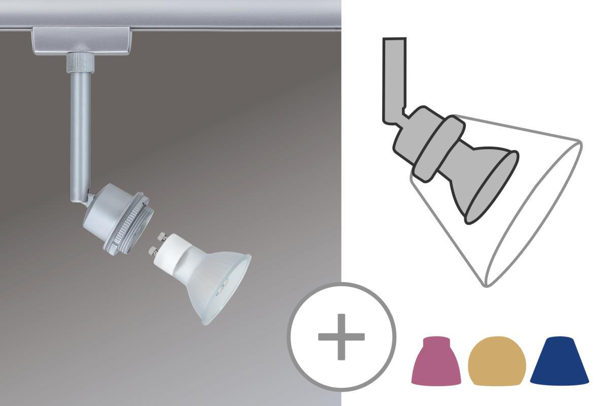SCHIENENSYSTEM-STRAHLER URail 5/12,5 cm   - Chromfarben, Design, Metall (5/12,5cm) - Paulmann