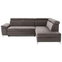 ECKSOFA in Mikrofaser Taupe  - Taupe/Chromfarben, Konventionell, Textil/Metall (271/206cm) - Carryhome