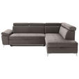 ECKSOFA Taupe Mikrofaser  - Taupe/Chromfarben, KONVENTIONELL, Textil/Metall (271/206cm) - Carryhome