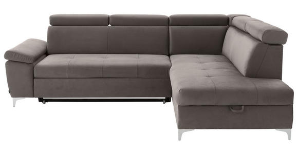 ECKSOFA in Mikrofaser Taupe  - Taupe/Chromfarben, KONVENTIONELL, Textil/Metall (271/206cm) - Carryhome