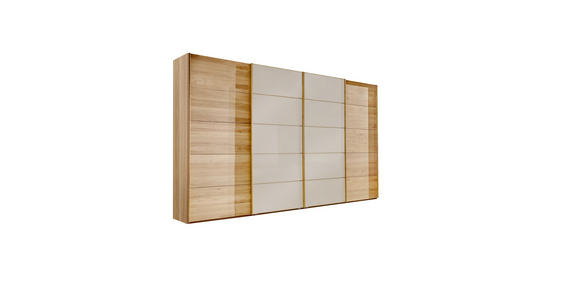 SCHWEBETÜRENSCHRANK  in Weiß, Eichefarben  - Eichefarben/Weiß, Natur, Glas/Holz (400/236/67cm) - Linea Natura