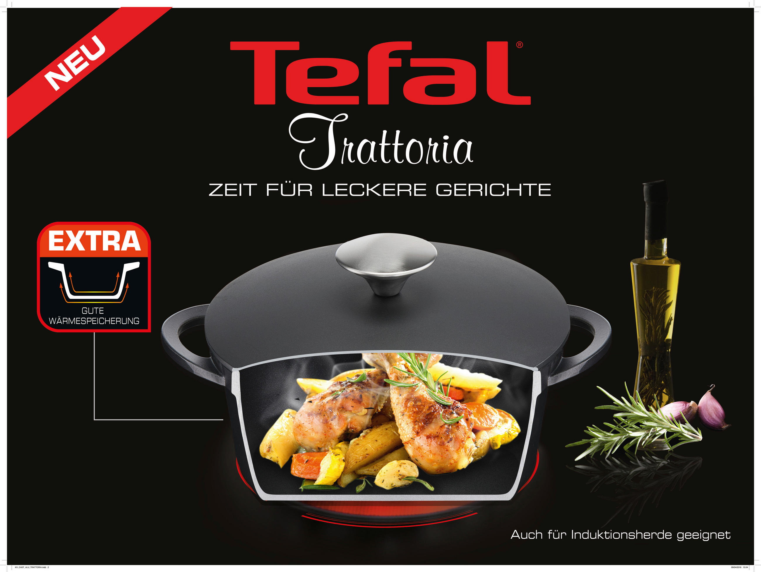 SERVIERPFANNE TRATTORIA  - Schwarz, Basics, Metall (49,6/30,1/10,3cm) - Tefal