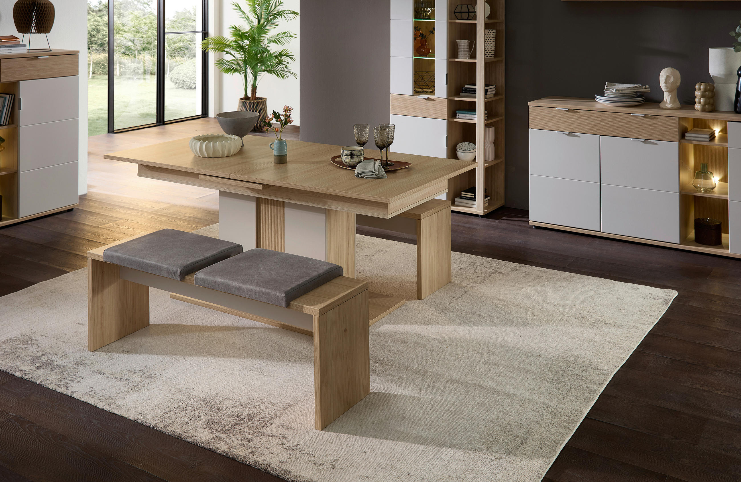Stylife Esstisch Eiche, Kaschmir 90x77x180-220 cm