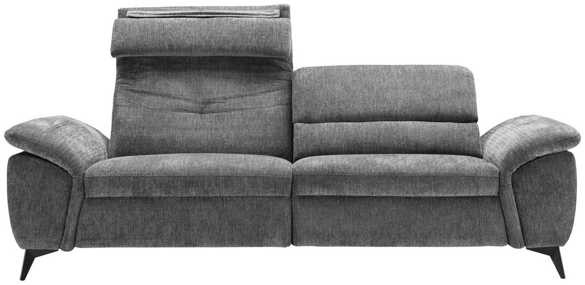 2-SITZER-SOFA in Mikrofaser Dunkelgrau  - Dunkelgrau/Schwarz, Design, Textil/Metall (222cm) - Livetastic