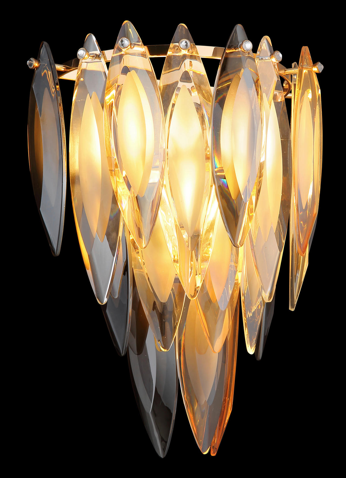 KRISTALL-WANDLEUCHTE 27/16/34 cm   - Klar/Champagner, KONVENTIONELL, Glas/Metall (27/16/34cm)