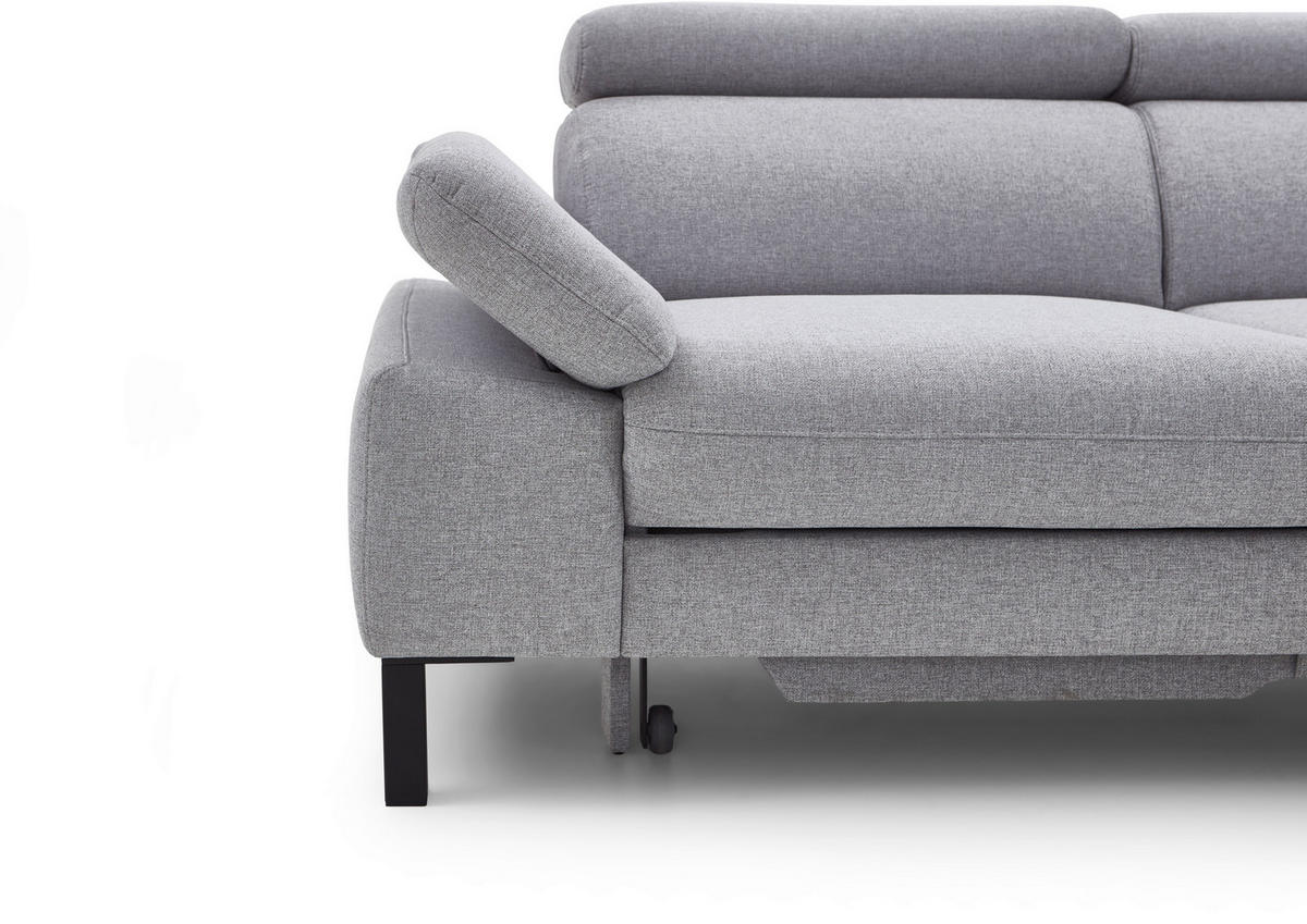 ECKSOFA in Flachgewebe Hellgrau  - Hellgrau/Schwarz, Design, Holzwerkstoff/Textil (272/217cm) - Pure Home Comfort