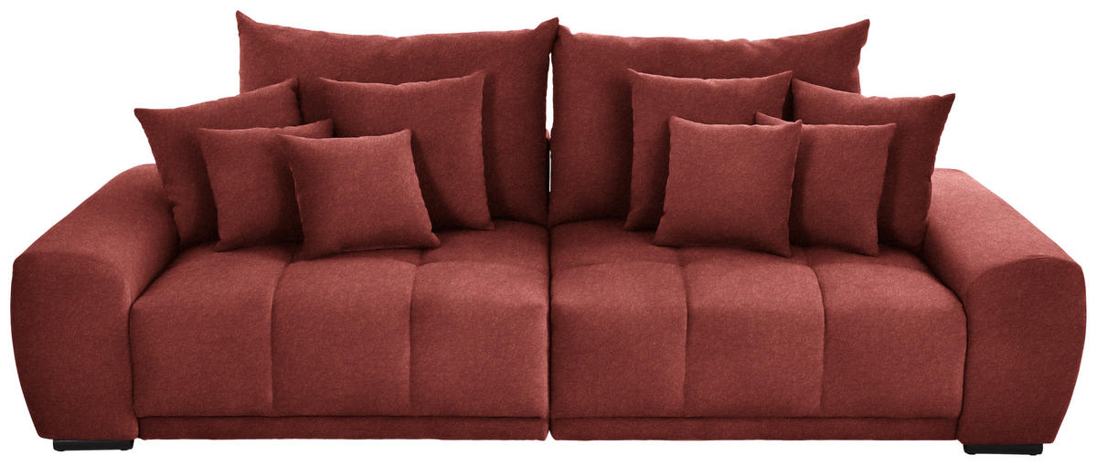 BIGSOFA in Samt Hellrot  - Hellrot/Schwarz, Konventionell, Holz/Textil (280/67/120cm) - Carryhome