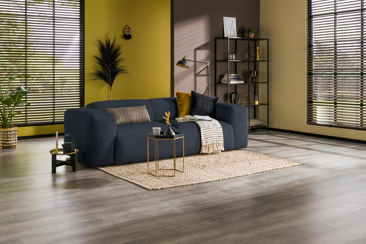 3-SITZER-SOFA in Cord Blau  - Blau/Schwarz, Design, Kunststoff/Textil (247/75/104cm) - MID.YOU