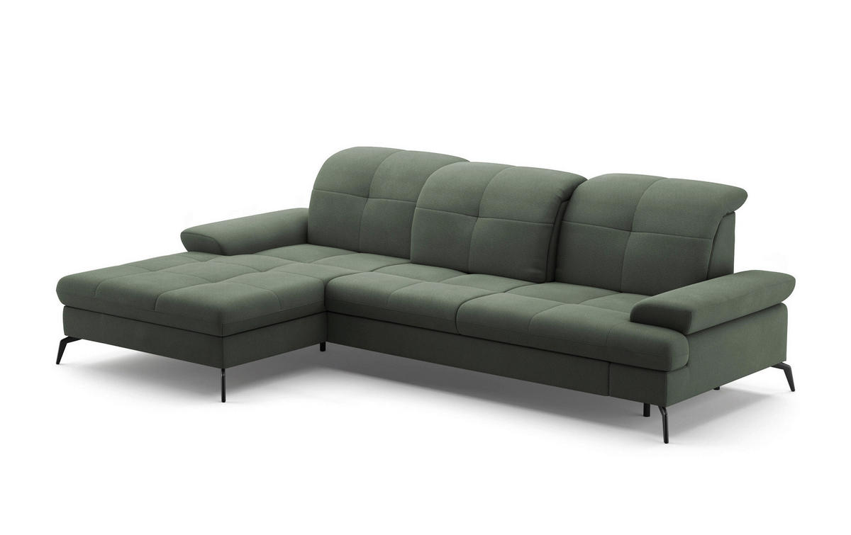 ECKSOFA in Flachgewebe Grün  - Schwarz/Grün, Konventionell, Textil/Metall (185/279cm) - Sit & More