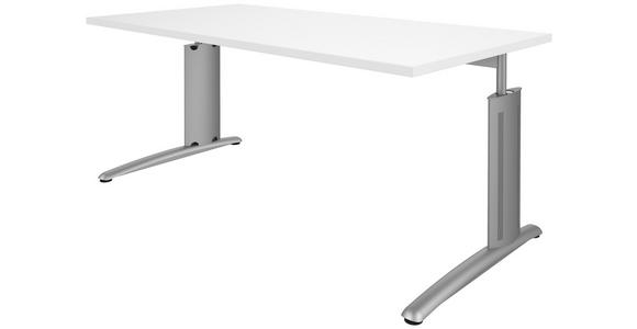 SCHREIBTISCH 160/80/68-82 cm  in Weiß, Alufarben  - Alufarben/Weiß, Design, Holzwerkstoff/Metall (160/80/68-82cm) - Moderano