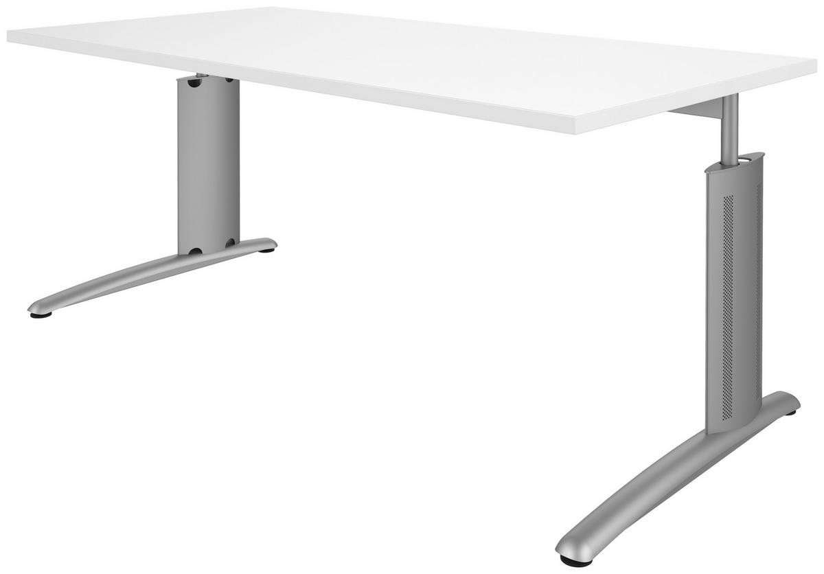 SCHREIBTISCH 160/80/68-82 cm  in Weiß, Alufarben  - Alufarben/Weiß, Design, Holzwerkstoff/Metall (160/80/68-82cm) - Moderano