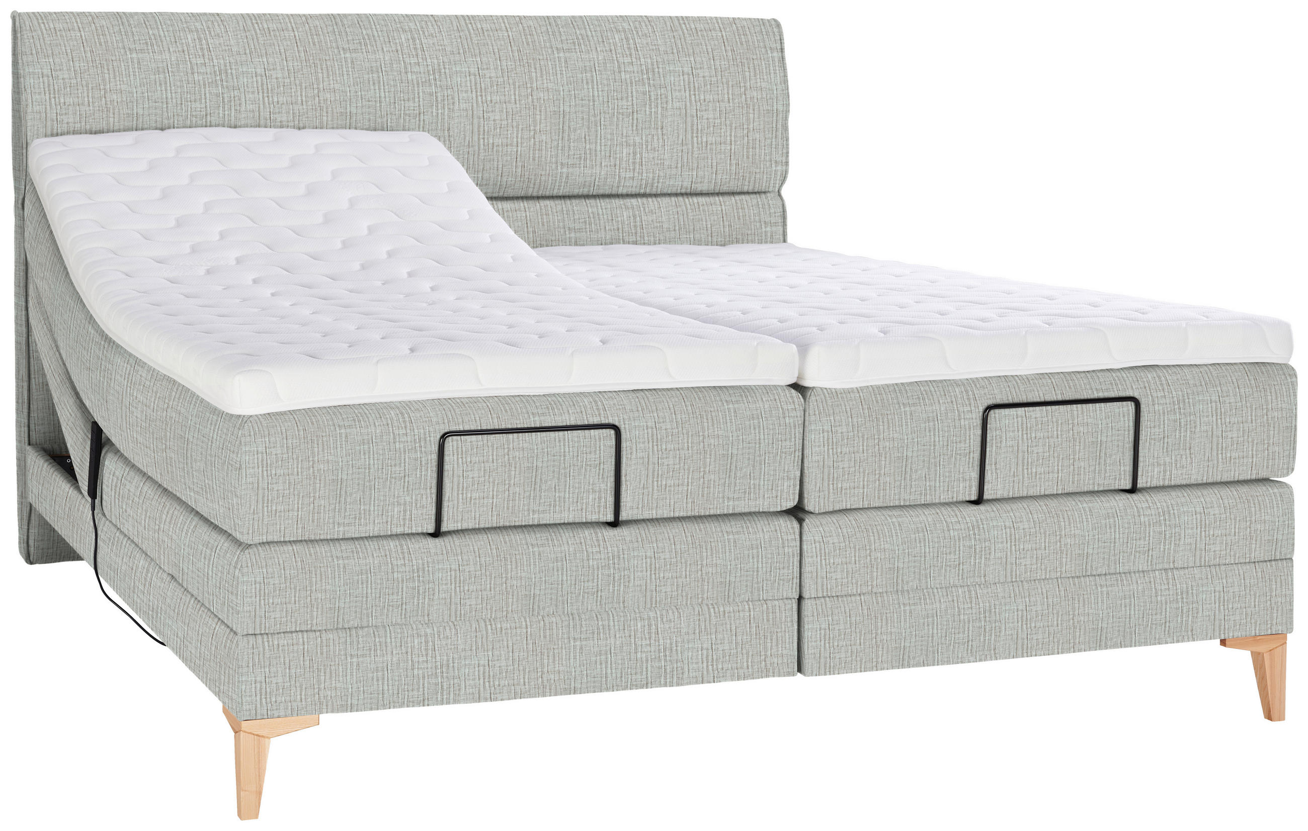 BOXSPRINGBETT 180/200 cm  in Hellgrau  - Eichefarben/Hellgrau, Konventionell, Holz/Textil (180/200cm) - Voleo
