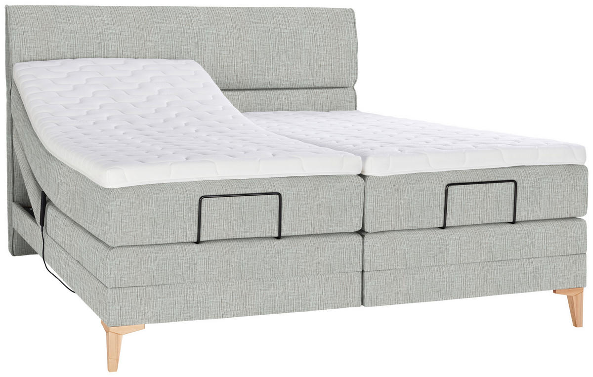 BOXSPRINGBETT 180/200 cm  in Hellgrau  - Eichefarben/Hellgrau, Konventionell, Holz/Textil (180/200cm) - Voleo