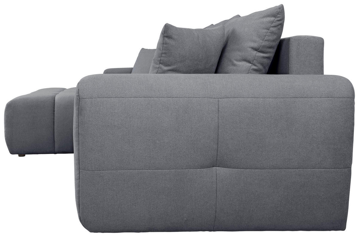 ECKSOFA in Velours Dunkelgrau  168/298 cm  - Dunkelgrau/Schwarz, KONVENTIONELL, Kunststoff/Textil (168/298cm) - Carryhome