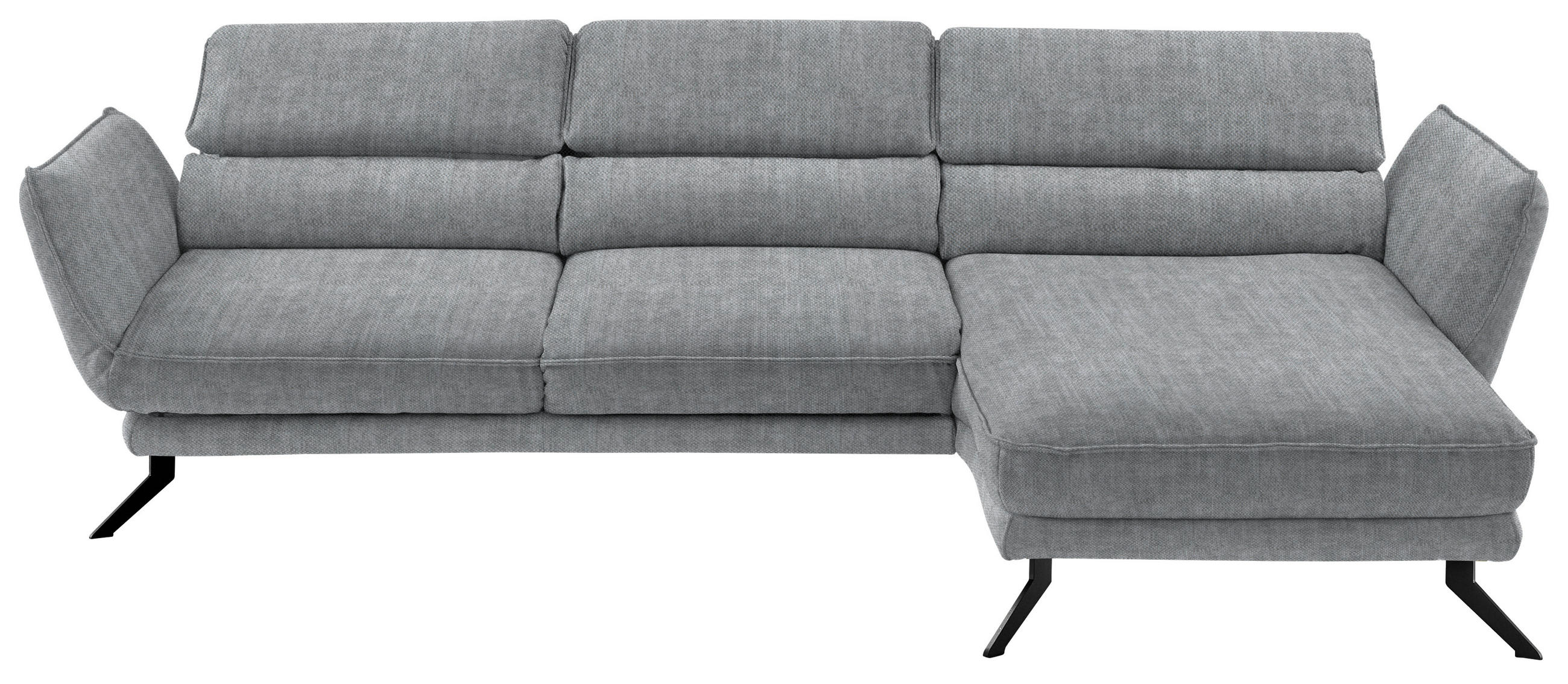 ECKSOFA in Velours Silberfarben  - Silberfarben/Schwarz, Design, Textil/Metall (283/153cm) - Valdera