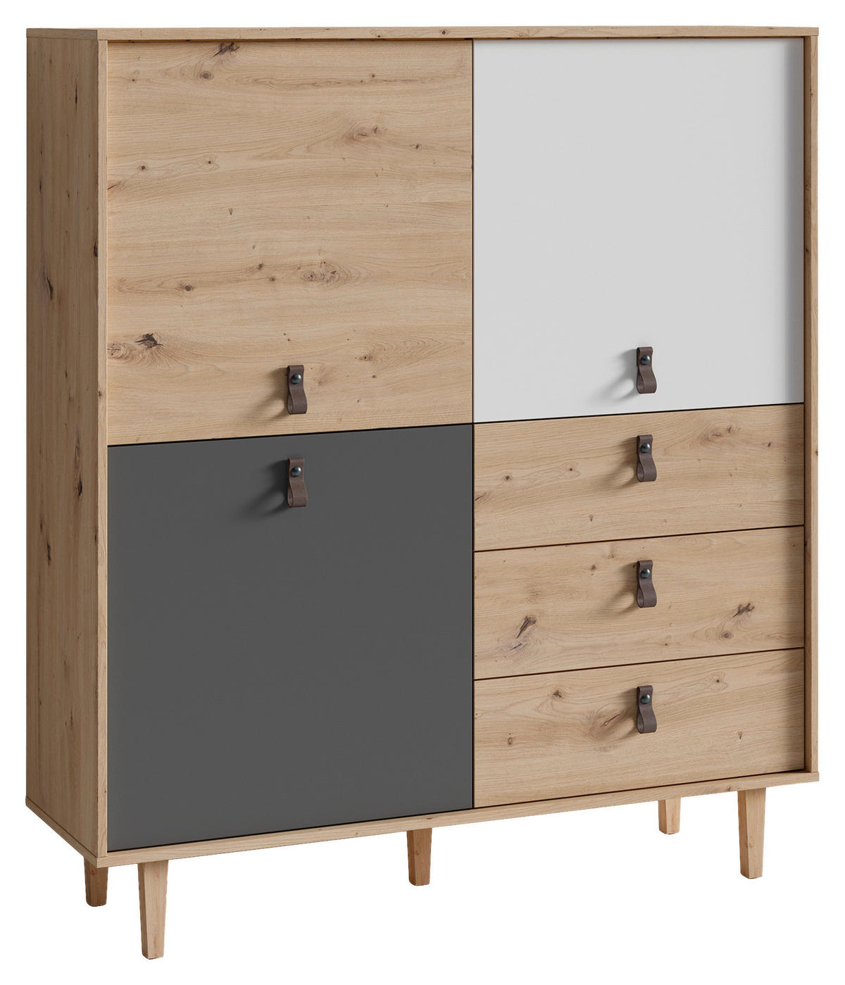HIGHBOARD  in 120/135/36,5 cm  - Eichefarben/Dunkelbraun, Design, Holz/Holzwerkstoff (120/135/36,5cm) - MID.YOU