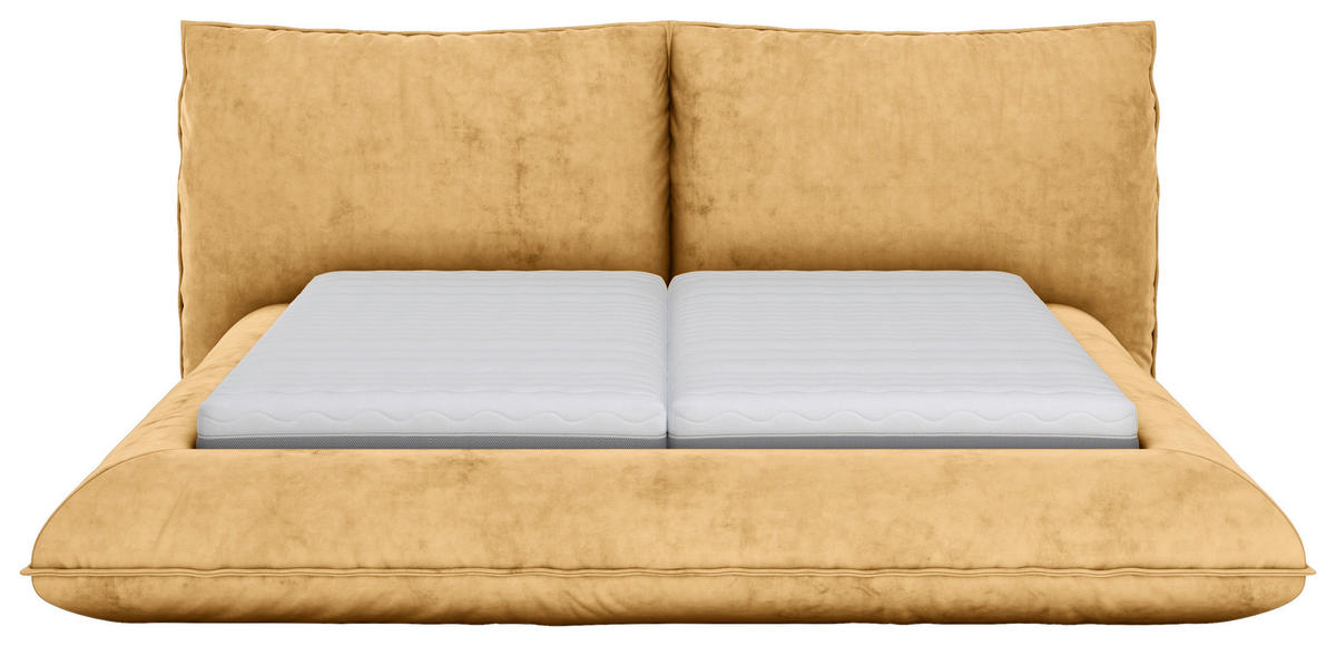 POLSTERBETT 180/200 cm,  in Senfgelb,  - Senfgelb/Schwarz, Design, Textil/Metall (180/200cm) - Belluti