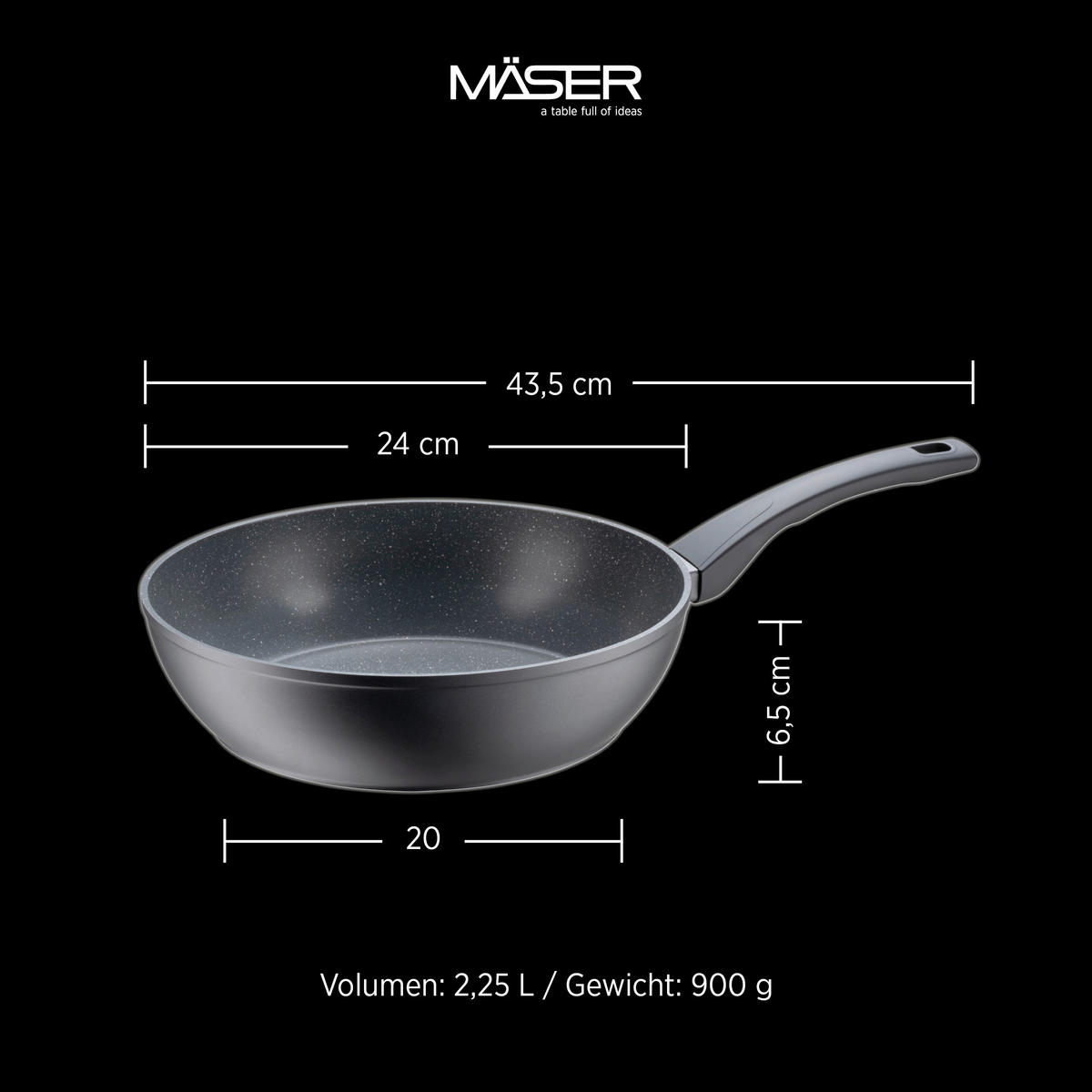 PFANNE LEONIS ILAG®-Antihaftbeschichtung  - Schwarz, Basics, Metall (24/6,5cm) - Mäser