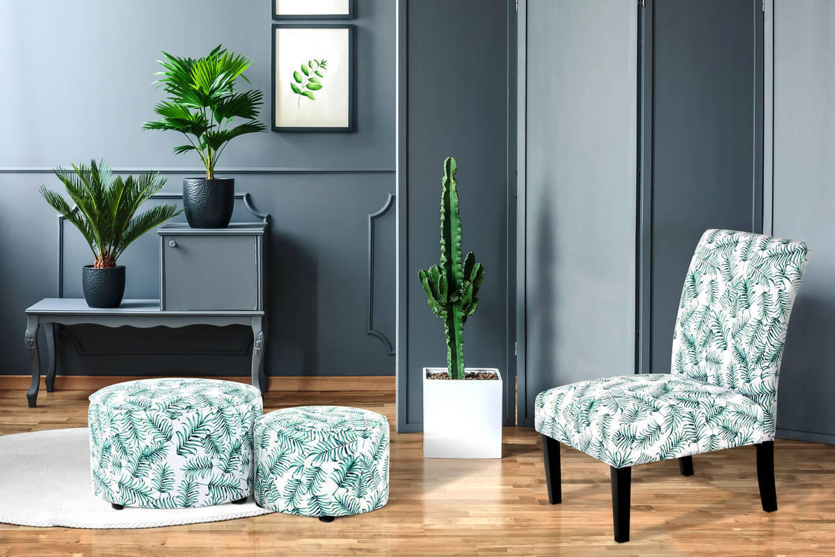 HOCKERSET in Grün, Weiß  - Weiß/Grün, Basics, Kunststoff/Textil (45+58cm) - Kayoom