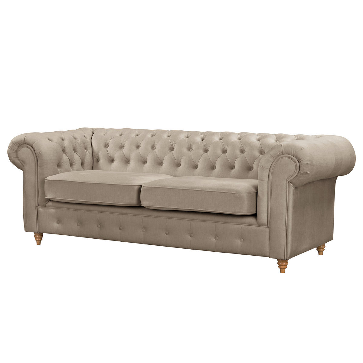 3-SITZER-SOFA Laura Mikrofaser Taupe  - Taupe/Braun, Design, Holz/Textil (218/75/91cm) - P & B