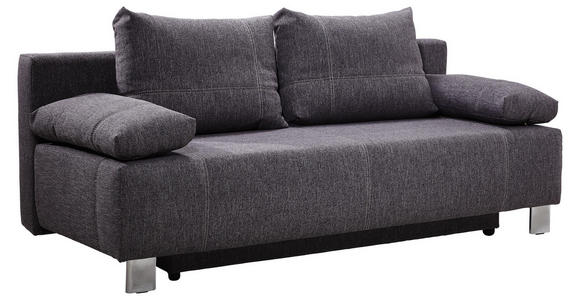 SCHLAFSOFA Webstoff Anthrazit - Chromfarben/Anthrazit, Design, Textil/Metall (194/88/88cm) - Novel