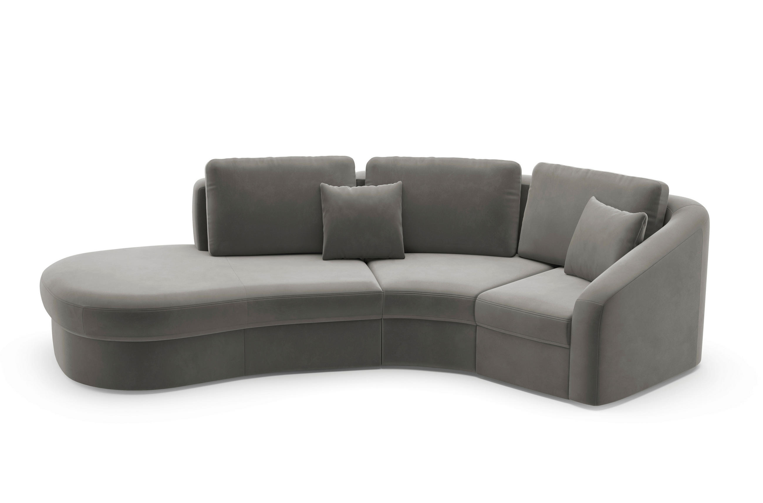 ECKSOFA in Samt Grau  - Schwarz/Grau, Modern, Kunststoff/Textil (230/266cm) - Sit & More