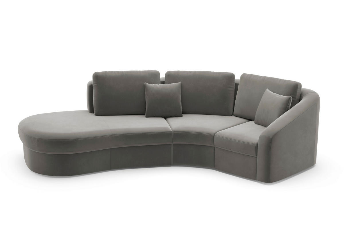 ECKSOFA in Samt Grau  - Schwarz/Grau, Modern, Kunststoff/Textil (230/266cm) - Sit & More