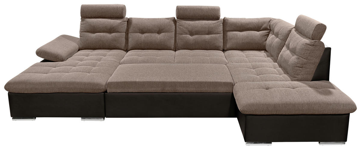 WOHNLANDSCHAFT Dunkelbraun, Hellbraun Webstoff  - Hellbraun/Dunkelbraun, MODERN, Textil (170/324/218cm) - MID.YOU