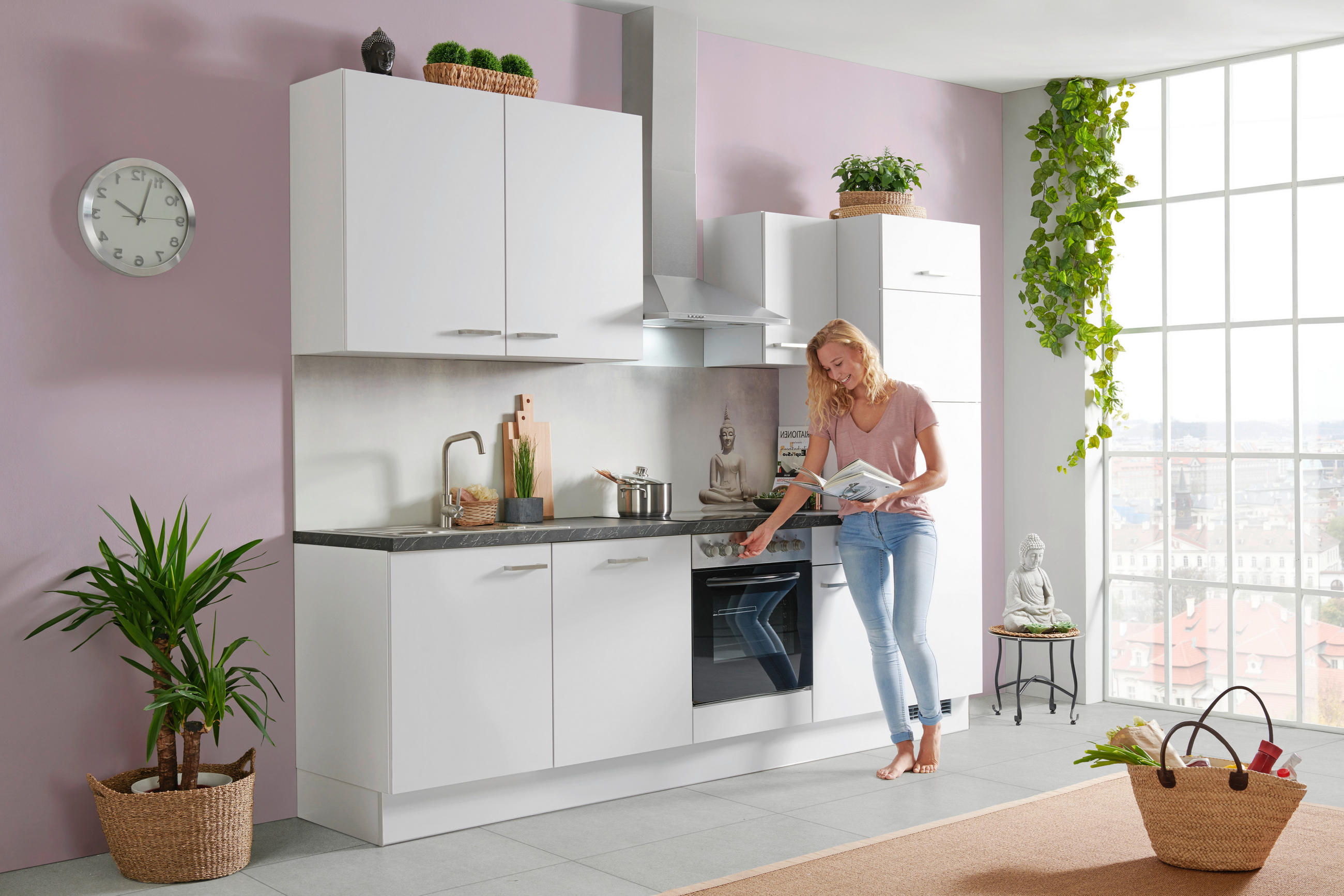 KUCHYNSKÁ LINKA VE120 280 - čierna/svetlosivá, Basics, kompozitné drevo (280cm) - Venda