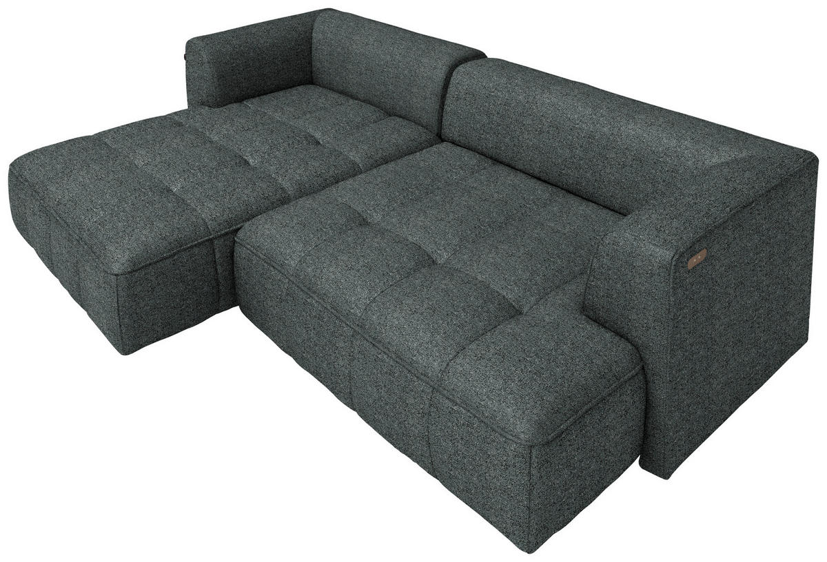 ECKSOFA Webstoff Dunkelgrau  - Dunkelgrau/Schwarz, Design, Kunststoff/Textil (288/188cm) - Welnova