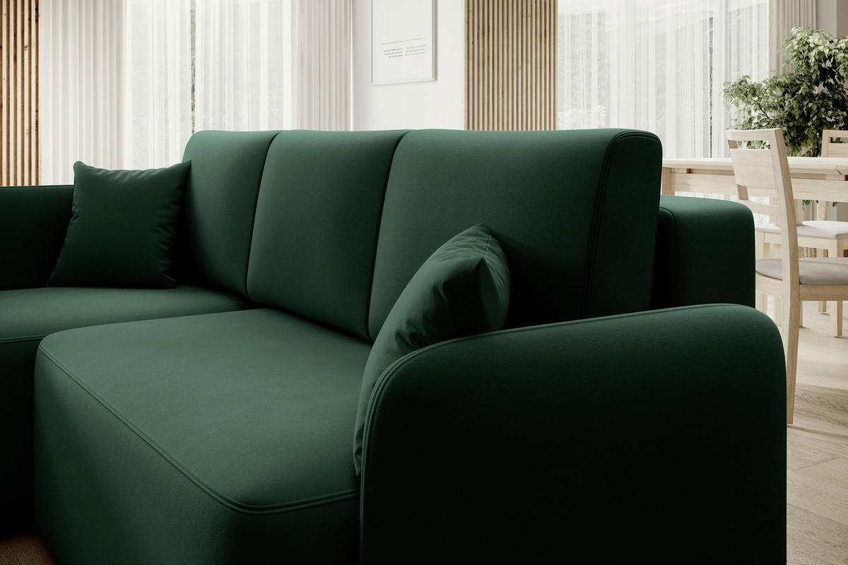 ECKSOFA Plüsch Grün  - Schwarz/Grün, Design, Kunststoff/Textil (150/206cm) - P & B