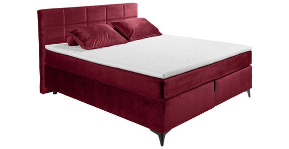 BOXSPRINGBETT 180/200 cm,  in Bordeaux  - Bordeaux/Schwarz, Design, Holzwerkstoff/Kunststoff (180/200cm) - Xora