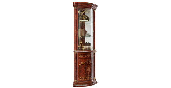 ECKVITRINE in Nussbaumfarben, Goldfarben - Goldfarben/Nussbaumfarben, LIFESTYLE, Glas/Holzwerkstoff (56/205/56cm) - Cantus